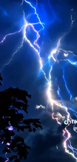 Electrifying lightning strikes the night sky over dark clouds.