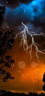 Lightning bolt in vibrant sky wallpaper for mobile.