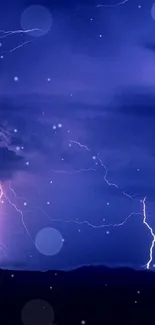 Dramatic lightning storm in dark sky wallpaper.