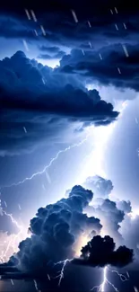 Dynamic lightning storm mobile wallpaper with dramatic clouds.