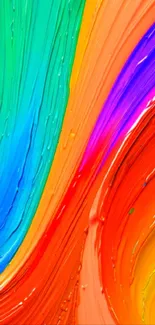 Bright multicolor abstract wallpaper with vivid brushstrokes in rainbow hues.