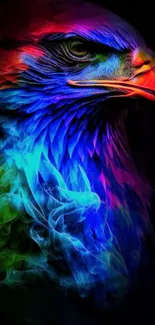 A vibrant neon eagle artwork with vivid colors and intricate details.