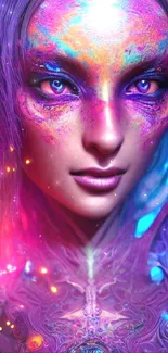 Fantasy art wallpaper with vibrant neon colors and an imaginative character design.