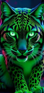 A neon green leopard art wallpaper, vibrant and bold.