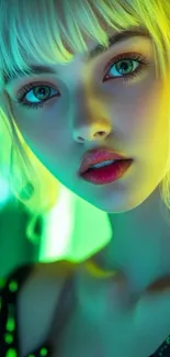 A vibrant neon portrait with striking colors and modern appeal.