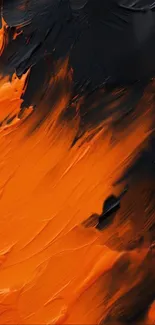 Vivid orange and black abstract art wallpaper for mobile.