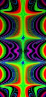 Vivid psychedelic abstract mobile wallpaper with colorful patterns.