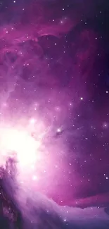 Purple galaxy wallpaper with stars and nebula creating a cosmic scene.