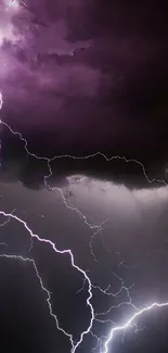 Stunning mobile wallpaper of a purple lightning storm with dramatic sky.