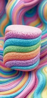Vivid rainbow marshmallow swirl design for phone wallpaper.