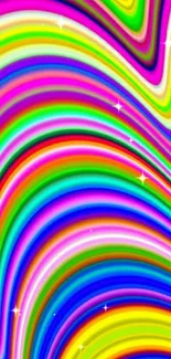 Vibrant rainbow swirl with yellow and vivid colors for a dynamic mobile wallpaper.