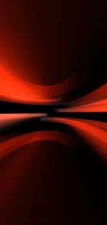 Striking red abstract wallpaper with dynamic curved lines.