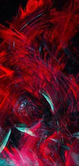 Vivid red abstract wallpaper with dynamic brushstrokes.