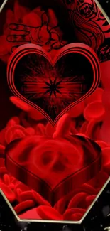 Illustration of red blood cells flowing in an artery.
