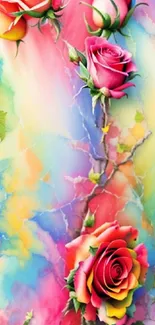 Colorful rose garden wallpaper with vibrant blooms.