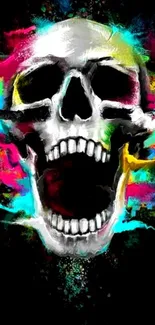 Colorful abstract skull art wallpaper for mobile.