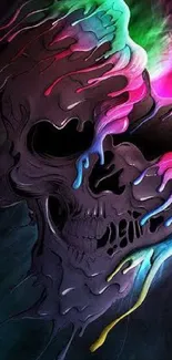 Vivid abstract colorful skull mobile wallpaper with vibrant hues.