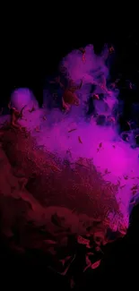 Vibrant purple and pink smoke against a dark background for mobile wallpaper.