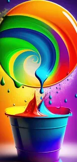 Abstract colorful swirl with rainbow hues in a vibrant splash.