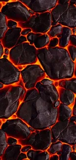 Fiery volcanic lava rocks create a bold and intense mobile wallpaper.