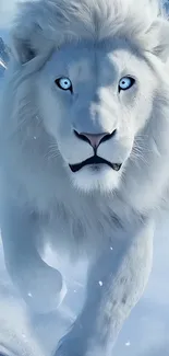 Walking Blue Eyed White Lion Live Wallpaper