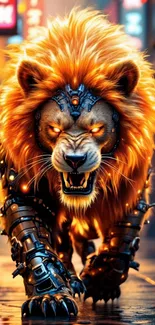 Walking Orange Robot Lion  Live Wallpaper