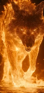 Walking Wolf In Flames Live Wallpaper