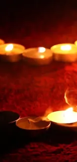 Warm candlelight with dark red background.