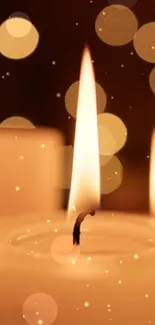 Candlelight with bokeh effect in warm tones