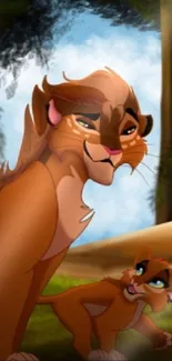 Warm Lion Family Scene Live Wallpaper