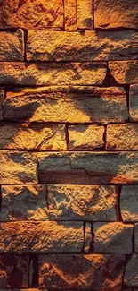 Warm stone wall wallpaper with textured surface and earthy tones.