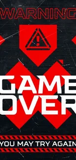 Mobile wallpaper with 'Game Over' warning in red and black.