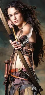 Warrior archer holding a bow in artistic style.