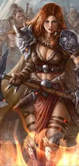 Fantasy warrior woman leading her clan.