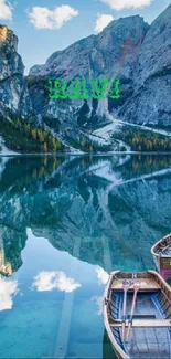 Mountain lake with boats and clear reflections.