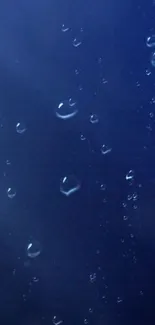 Deep blue wallpaper with water droplets.