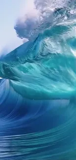 A stunning ocean wave with vibrant blue colors.