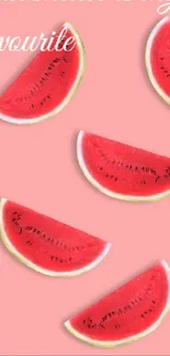 Vibrant watermelon slices on a pink background as wallpaper.