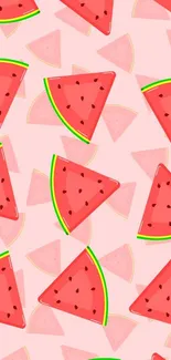 Vibrant watermelon slices on a pink background pattern.