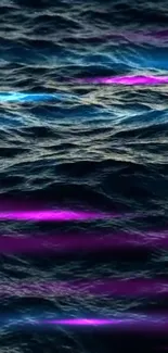 Dark ocean waves with purple highlights wallpaper.