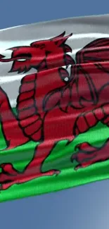 Welsh Dragon in vibrant red on a national flag.