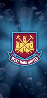 West Ham United logo with blue background.