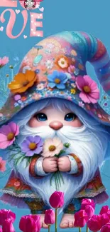 Whimsical Gnome Floral Art Live Wallpaper
