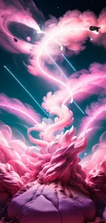 Fantasy pink cloud wallpaper with a dreamy, ethereal design for mobile screens.