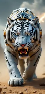 White Tiger With Yellow Colored Eyes Live Wallpaper