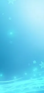 Blue mobile wallpaper with snowflakes and a serene winter theme.