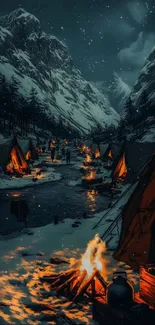 Winter Geological Phenomenon Fire Live Wallpaper