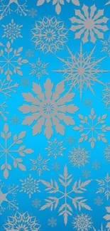 Blue snowflake mobile wallpaper with a winter theme.