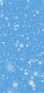 Serene winter snowflakes on blue background.