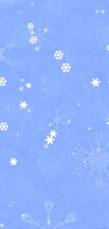 Winter snowflake wallpaper on blue background with serene design.